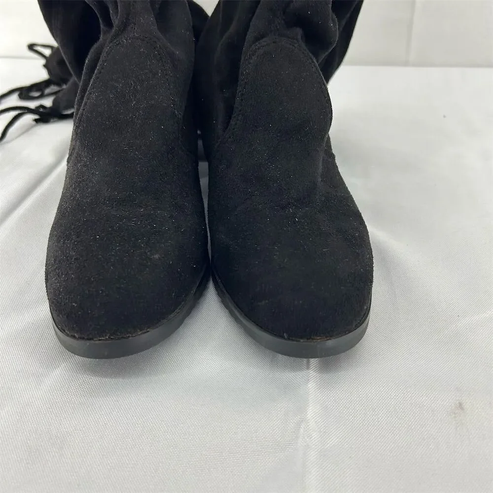 Women's Black Over-The-Knee Boots Size 8.5 Block Heels Fall Fashion Fleece Lined